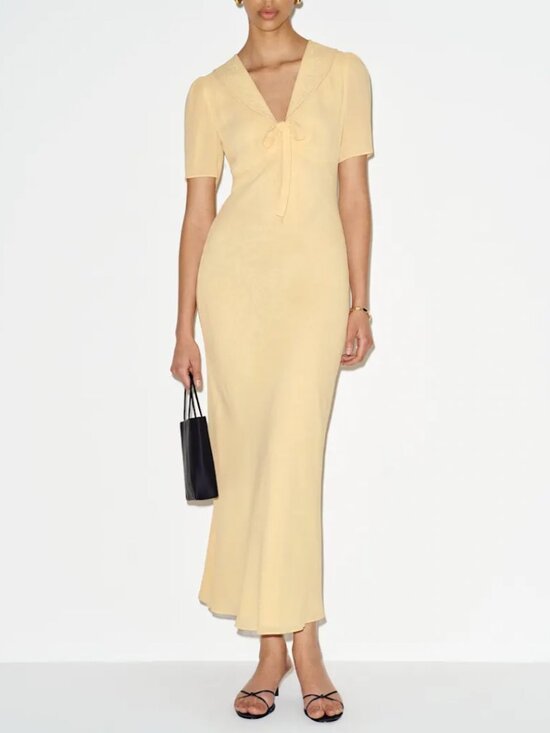 Reformation Dresses & Skirts - Reformation Hiroka Midi Dress - Parmesan Light Yellow Beige French